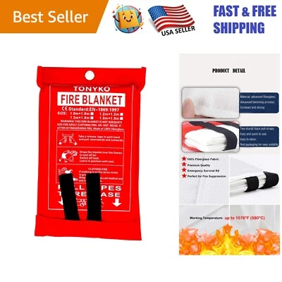 Lightweight 59" Fiberglass Fire Blanket for Emergency Survival - Heat Insulation - Image 1 of 4