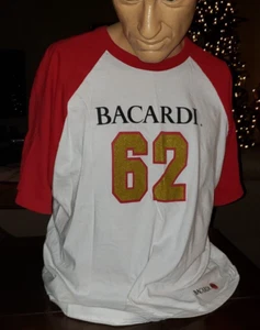 Bacardi Raglan T Shirt Jersey Men's LARGE Crew 1862 Santiago de Cuba - Picture 1 of 5