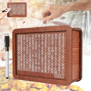 Wooden Money Bank With Counter Money Piggy Bank 10000 Saving Challenge Save Box - Picture 1 of 8