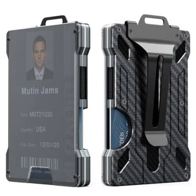 Porta-cartão masculino fino de alumínio blindado RFID com clipe de identificação de crédito - Imagem 1 de 4