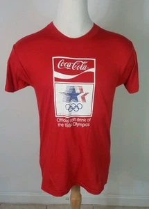 Vintage 1984 COCA-COLA LA California OLYMPICS T-shirt Coke Paper Thin XL 80s - Picture 1 of 6