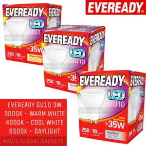 EVEREADY GU10 LED Bulbs Spot light Lamp Warm Cool Day White Down lights 3.1W-35W - Picture 1 of 2