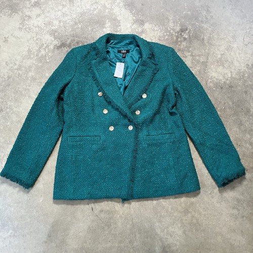VETEMENTS Dennis Basso Blazer donna 14 verde doppiopetto misto lana boucle