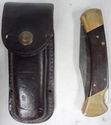 Navaja de bolsillo plegable de caza Craftsman Schrade 95089 de colección ¡con funda de cuero! Foto 1 de 4