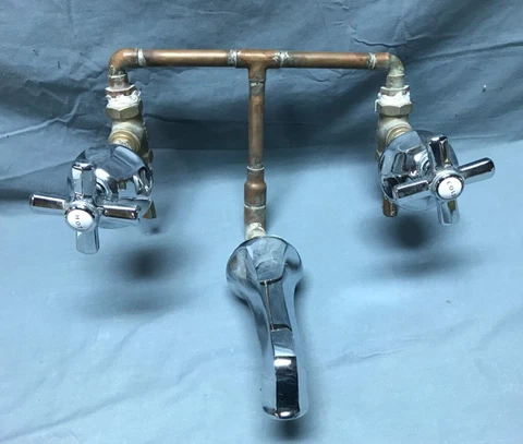 VTG Chrome Brass Bathtub Cobra Faucet Mixer Valve Porcelain cap Handles 86-23B Cover
