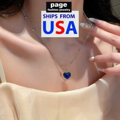 Collar de acero inoxidable con colgante de corazón sensible a la temperatura al cambio de color Foto 1 de 4