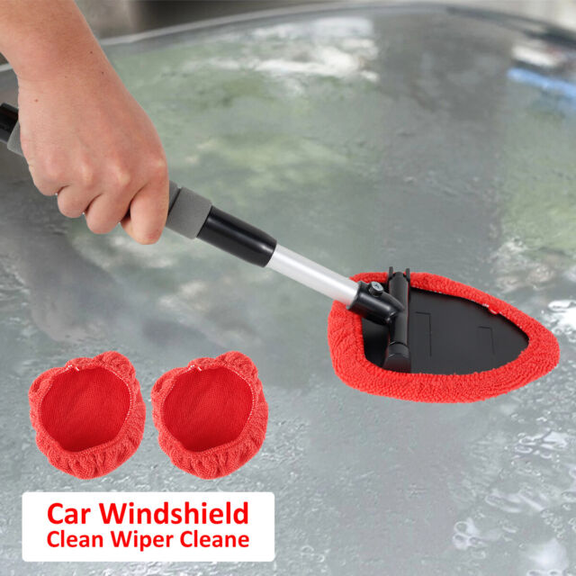 eFuncar Windshield Cleaning Tool, Car Window Cleaner, Window  Cleaning Tool with Extendable Handle and 2 Pack Washable Reusable Cloth,  Car Automotive Exterior Accessories : Automotive