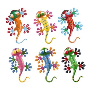 Metal Gecko Outdoor Wall Decor 6 Pack Lizard Wall Art Garden Sculptures & Sta... - Picture 1 of 7