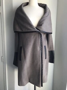 Via Spiga Pebble Shawl Collar Coat Women Size 12 Wool Viscose Poly Blend No Belt - Picture 1 of 23