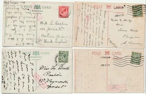 1917 x 4 BERMUDA PPC TUTTI NEL REGNO UNITO ROSSO CENSORE NAVALE GOULD 5A 21 HMS INDOMABILE - Foto 1 di 2