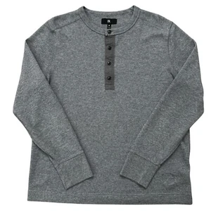 Banana Republic Henley Shirt Mens Size M Long Sleeve Slub Double Knit Gray - Picture 1 of 5