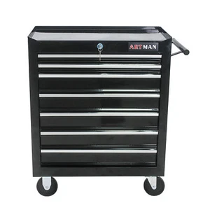 NEW-7 DRAWERS MULTIFUNCTIONAL TOOL CART WITH WHEELS-BLACK - Picture 1 of 12