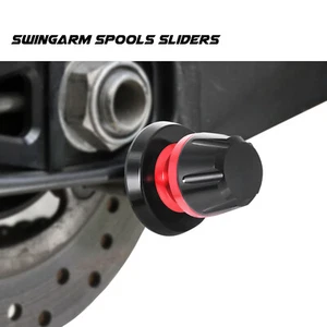 Red L-Sonic 6MM Swingarm Stand Spools For YZF R1M R1 19 20 21 22 23 -MC - Picture 1 of 5