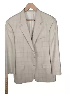 TALLIA SUIT COAT MENS 42 R WINDOWPANE CANADA SILK WOOL 2 BUTTON FRONT Y2K 1998 - Picture 1 of 22
