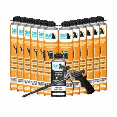 SEAL SPRAY FOAM Seal Spray Window & Door No Warp Polyurethane Gun Foam Sealant KIT