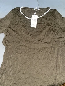 Bearsland Olive Green Short Sleeve Maternity Nursing Top Women's Size XL - Picture 1 of 5