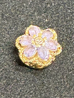 VTG Richard Klein KLJCI 14K Yellow Gold Tourmaline, Diamond Flower Slide Charm - Image 1 of 4
