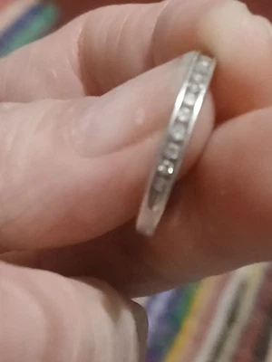 Vintage Platinaire Signed Diamond Eternity Band PLATINUM + SILVER - Image 1 of 4