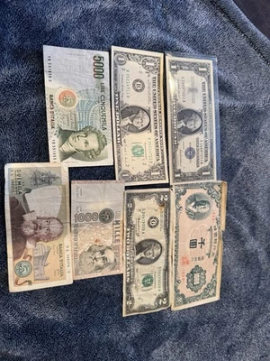 Vintage Dollar, Two Dollar, Foreign Bills LOT￼ - Image 1 of 4