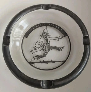 Vintage Karneval Kugel Krewe Sterling Silber Overlay Aschenbecher New Orleans 1950er Kunst - Bild 1 von 15
