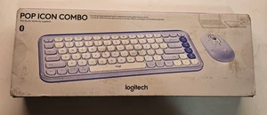 Logitech POP ICON Bluetooth Keyboard/Mouse Combo, Lilac & Off-White 920-013043 ( - Picture 1 of 9