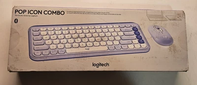 Logitech POP ICON Bluetooth Keyboard/Mouse Combo, Lilac & Off-White 920-013043 ( - Image 1 of 4