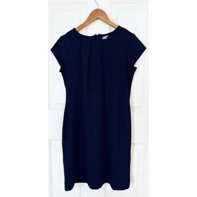 Vestido Lands End Clásico Punto Plisado Azul Marino Manga Gorra Bolsillos M 10 Foto 1 de 4