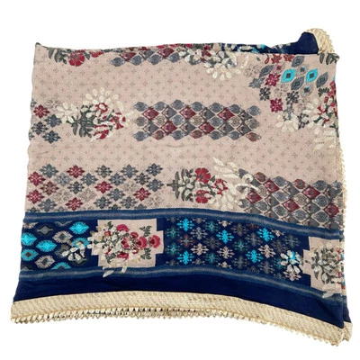 Pakistani Dupatta Indian Sequin Floral Embroidered Art Deco Cottagecore Boho - Image 1 of 4