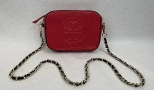 Bolso Bandolera Tory Burch Perry Bombe Cuero Guijarro Rojo - Imagen 1 de 7