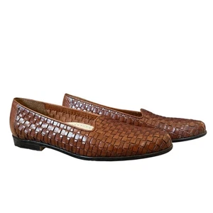 Trotters Liz Plano Marrón Cuero Cesta Tejido Plantilla Acolchada 0.6" Tacón Talla 7R - Imagen 1 de 10
