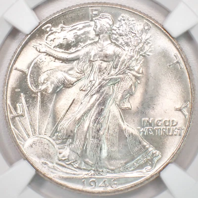 1946-P Walking Liberty Half Dollar 50C 1946 - NGC MS67+ Plus Grade - $5500 Value - Image 1 of 4