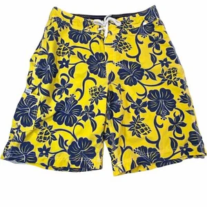 Hurley 999 Mens Vtg 90s Maalaea Tropical Retro Board Shorts Yellow Blue Sz 34 - Picture 1 of 12