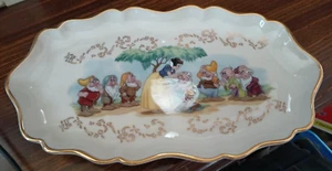 LENOX DISNEY'S SNOW WHITE N 7 DWARFS 24 KARAT GOLD TRIM CANDY DISH MADE IN USA - Picture 1 of 2