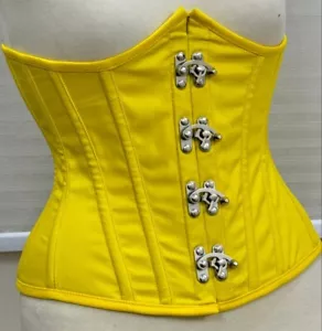 COTONE GIALLO corsetto sotto il busto di alta qualità acciaio disossato vita allenamento - Foto 1 di 8
