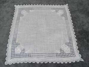 Antique Swiss Appenzell Bridal Handkerchief Embroidered Linen n°2 - Picture 1 of 9