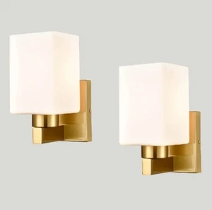DEYNITE 2-Pack Brass Wall Sconce Light Fixtures Modern Bathroom Vanity Light w/M - Picture 1 of 1