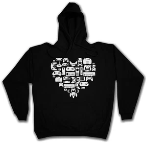 CONTROLLER HAERT HOODED SWEATSHIRT HOODIE Video Evolution Game Retro Gamer Nerd - Picture 1 of 2