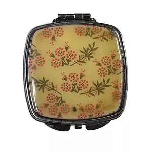 Double Mirror Cosmetic Compact Floral Regular Magnified Acrylic Metal Cover u - Picture 1 of 5