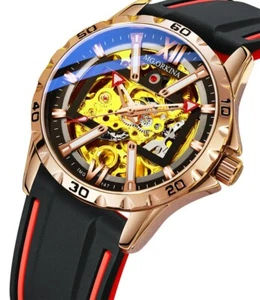 Fashion Men's Transparent Skeleton Dial Self-wind Mechanical Watch - Picture 1 of 5