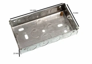 Flush Mount Metal Pattress Electric Back Box Double 2 Gang 25mm Pack Of 2 - Picture 1 of 1