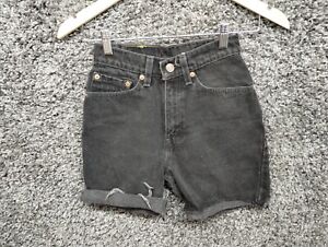 Vintage Levis 512 Denim Jean Shorts Women JR 1 S Black Slim Fit Cut Off