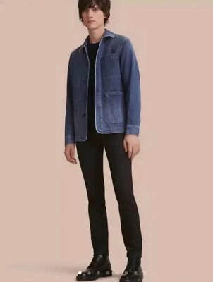 $795 Burberry Hombres Londres Azul Denim Decorativo Lavado Chaqueta EU 52 4041801 Foto 1 de 4