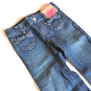 Gymboree Girls sz 10 Bootcut Bow Jeans NWT Dark Wash - Picture 1 of 2