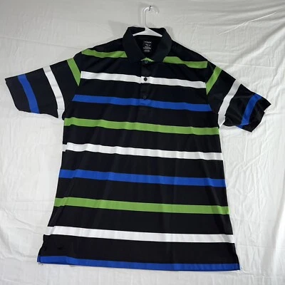 Camisa polo de golf Page & Tuttle Cool Swing para hombre grande negra a rayas manga corta Foto 1 de 4