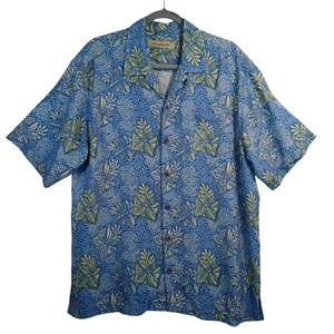 Tommy Bahama Herren Hemd Seide Blumen Kurzarm Blau Grün Tropical Größe L - Bild 1 von 10