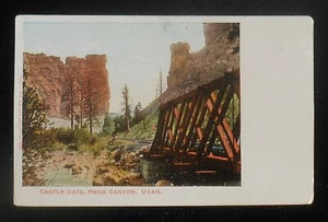 1900er Price Canyon Eisenbahn Brücke Castle Gate UT Carbon Co Postkarte Utah - Bild 1 von 1