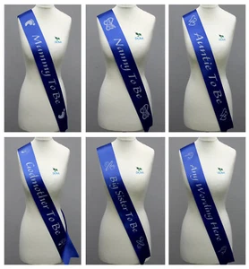 Personalised Baby Shower Sash Mummy To Be Nanny Auntie Custom gift Royal Blue - Picture 1 of 12