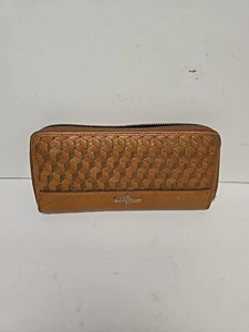 Cartera vintage Cole Haan tejida de cuero naranja dorado - Imagen 1 de 15