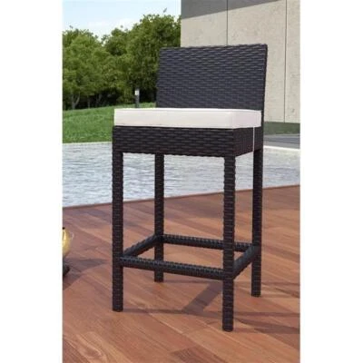 Taburete de bar de patio Modway Convene 27,5" de mimbre/ratán en espresso/blanco Foto 1 de 4