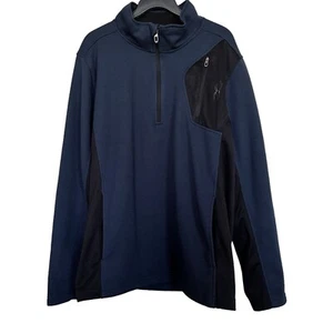 Spyder Men’s Sz XL 1/4 Zip Fleece Lined Sweater/Shirt Blue/Black EUC - Picture 1 of 9